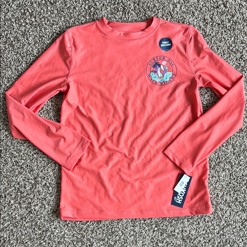 OshKosh B’gosh Rashguard Surfer Coral Kids Long Sleeve New, boys size 12
